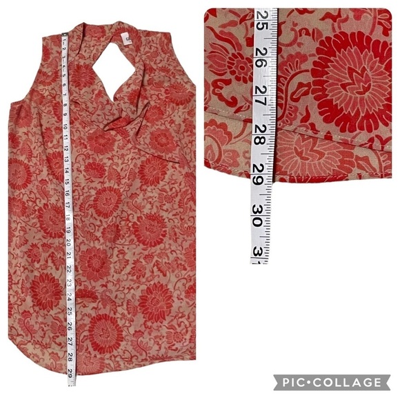 Cabi #5037 Vita Drape Neck Pink Floral Sleeveless Blouse w/Cutout Back - Sz S - Picture 11 of 12